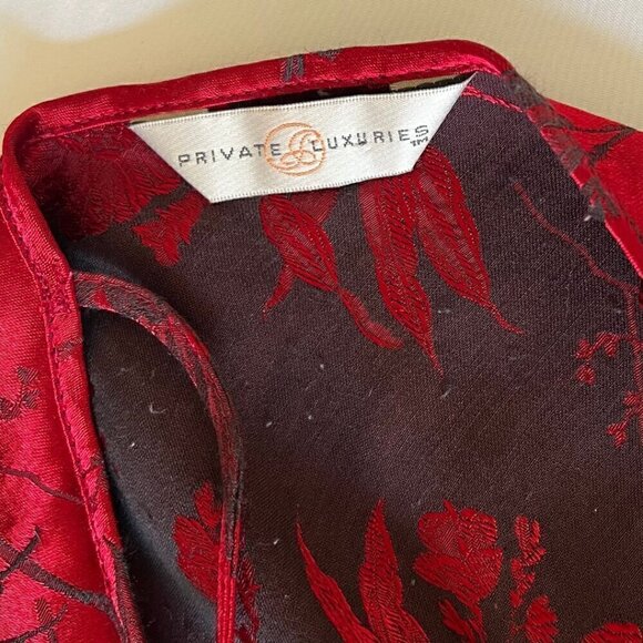 90's Red with Black Floral Print Lace Trimmed Maxi Slip Dress - Picture 6 of 6